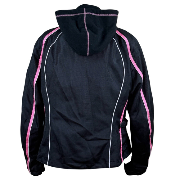 HARLEY Women's 1W Black Mesh Biker Jacket 3-in-1 Style Pink Jewels Plus 18/20 - Picture 3 of 13